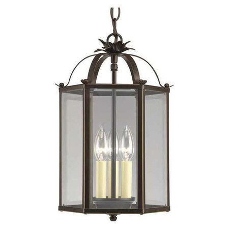 Progress Lighting Flat Glass 3-Light Foyer, 60 W, Antique Bronze P3645-20