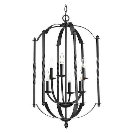 Progress Lighting Greyson 6-Light, 2-Tier Foyer, 60 W, Black P3577-31