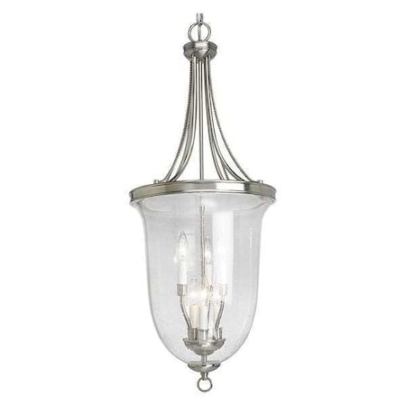 Progress Lighting Seeded Glass 6-Light Foyer Pendant, 60 W, Brushed Nickel P3754-09