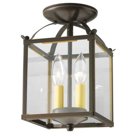Progress Lighting Flat Glass 2-Light Foyer, 60 W, Antique Bronze P3690-20