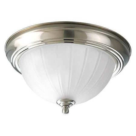 Progress Lighting Melon Glass 1-Light Flush Mount, 13 W, Brushed Nickel P3702-09WB
