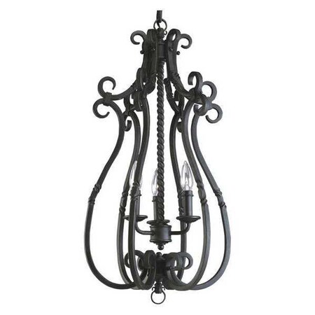 Progress Lighting Santiago 3-Light Foyer, 60 W, Forged Black P3840-80