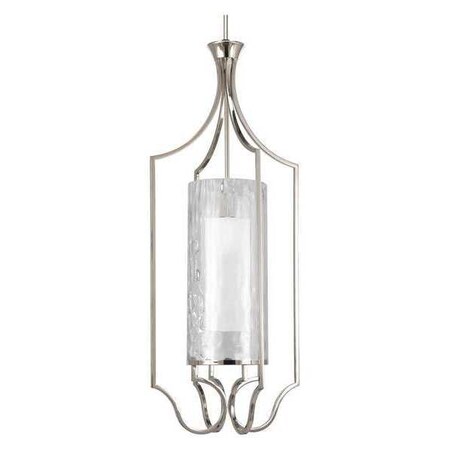Progress Lighting Caress 1-Light Large Foyer Pendant, 100 W, Polished Nickel P3947-104