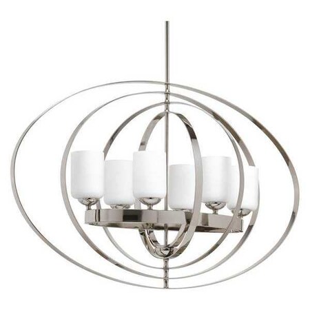 Progress Lighting Equinox 6-Light Oval Foyer Pendant, 100 W, Polished Nickel P3940-104