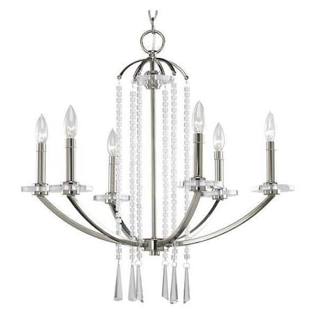 Progress Lighting Nissé 6-Light Chandelier, 60 W, Polished Nickel P4139-104