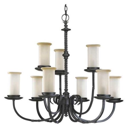 Progress Lighting Santiago 9-Light Chandelier, 60 W, Forged Black P4179-80