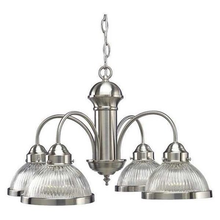Progress Lighting Prismatic Glass 4-Light Chandelier, 100 W, Brushed Nickel P4095-09