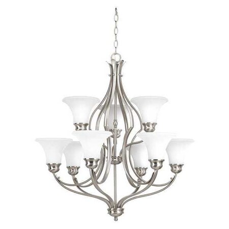 Progress Lighting Applause 9-Light, 2-tier Chandelier, 100 W, Brushed Nickel P4037-09