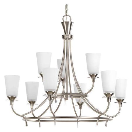 Progress Lighting Cantata 9-Light, 2-Tier Chandelier, 60 W, Brushed Nickel P4039-09