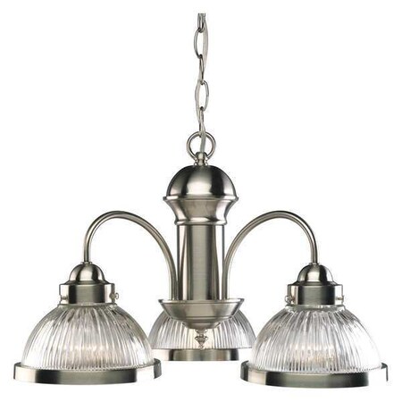 Progress Lighting Prismatic Glass 3-Light Chandelier, 100 W, Brushed Nickel P4094-09