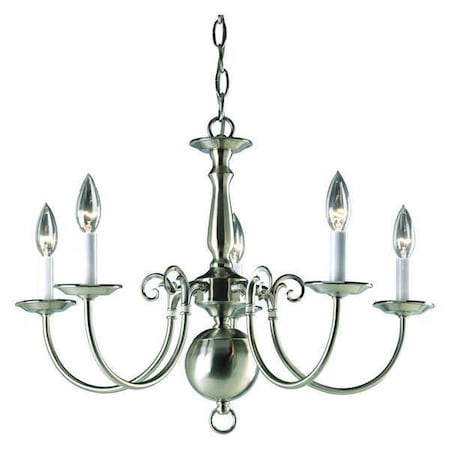Progress Lighting Americana 5-Light Chandelier, 60 W, Brushed Nickel P4346-09