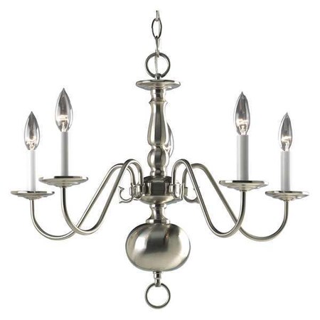 Progress Lighting Americana 5 Light Chandelier, 60 W, Brushed Nickel P4355-09