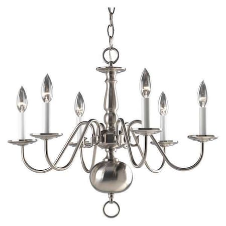 Progress Lighting Americana 6-Light Chandelier, 60 W, Brushed Nickel P4356-09
