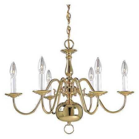 Progress Lighting Americana 6-Light Chandelier, 60 W, Polished Brass P4356-10