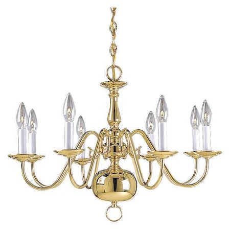 Progress Lighting Americana 8-Light Chandelier, 60 W, Polished Brass P4357-10