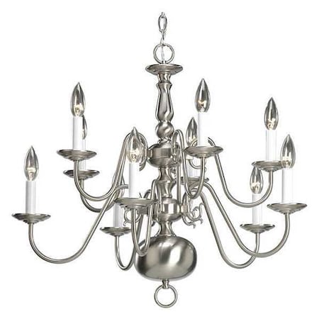 Progress Lighting Americana 10-Light Chandelier, 60 W, Brushed Nickel P4358-09