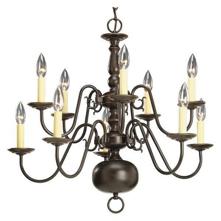 Progress Lighting Americana 10-Light Chandelier, 60 W, Antique Bronze P4358-20