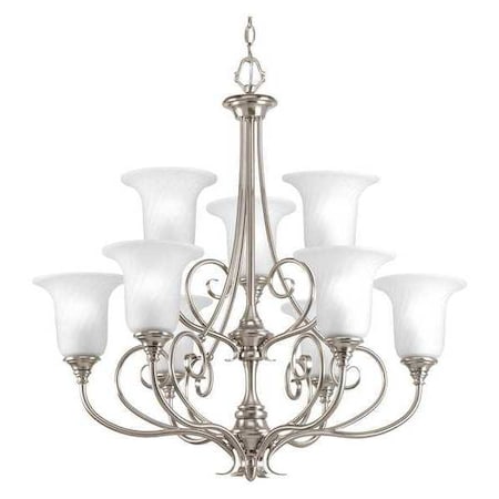 Progress Lighting Kensington 9-Light Chandelier, 100 W, Brushed Nickel P4288-09