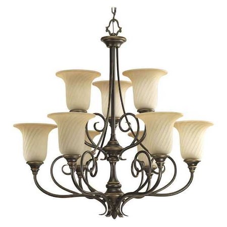 Progress Lighting Kensington 9-Light Chandelier, 100 W, Forged Bronze P4288-77