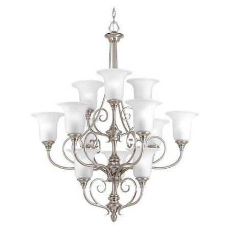 Progress Lighting Kensington 12-Light Chandelier, 100 W, Brushed Nickel P4314-09