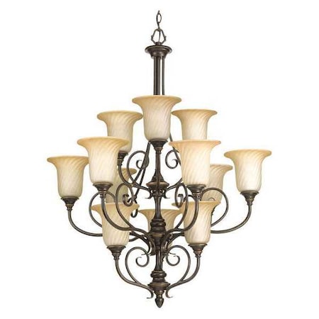 Progress Lighting Kensington 3 Light Chandelier, 100 W, Forged Bronze P4314-77