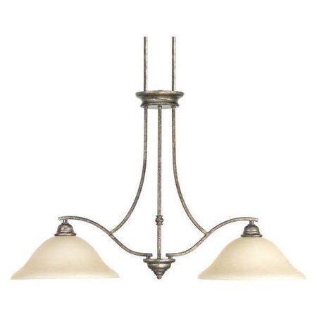 Progress Lighting Spirit 2-Light Linear Island Chandelier, 100 W, Pebbles P4558-144
