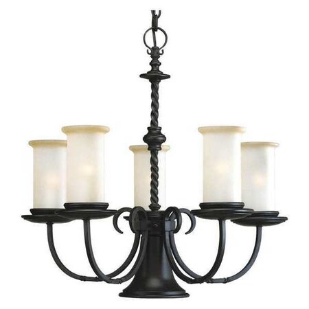 Progress Lighting Santiago 5-Light Chandelier w/ Downlight, 60 W, Forged Black P4587-80
