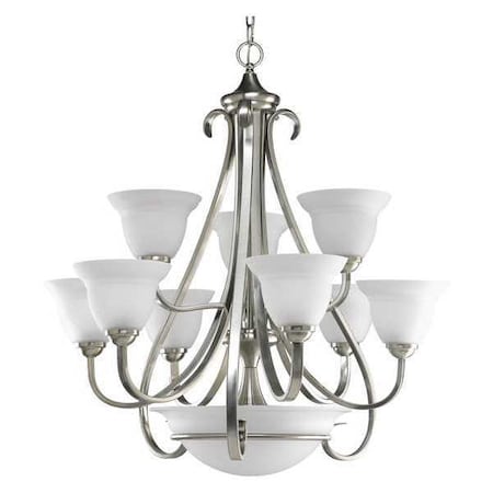 Progress Lighting Torino 9-Light 2-Tier Chandelier, 100 W, Brushed Nickel P4418-09