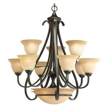 Progress Lighting Torino 9-Light 2-Tier Chandelier, 100 W, Forged Bronze P4418-77