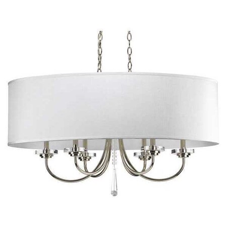 Progress Lighting Nissé 6-Light Oval Chandelier, 60 W, Polished Nickel P4431-104