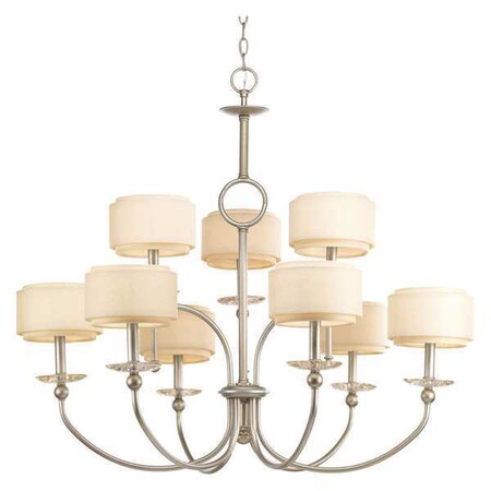 Progress Lighting Ashbury 9-Light 2-Tier Chandelier, 60 W, Silver Ridge P4464-134