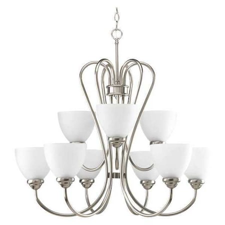 Progress Lighting Heart 9-Light Chandelier, 100 W, Brushed Nickel P4668-09