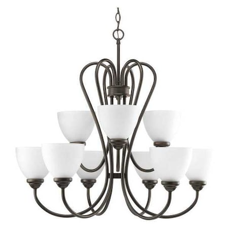 Progress Lighting Heart 9-Light 2-Tier Chandelier, 100 W, Antique Bronze P4668-20