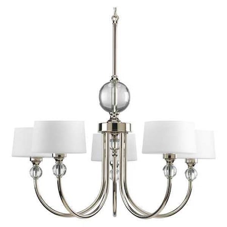 Progress Lighting Fortune 5-Light Chandelier, 60 W, Polished Nickel P4674-104