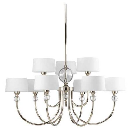 Progress Lighting Fortune 9-Light Chandelier, 60 W, Polished Nickel P4675-104