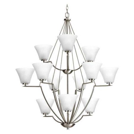 Progress Lighting Bravo 12-Light 3-Tier Chandelier, 100 W, Brushed Nickel P4687-09