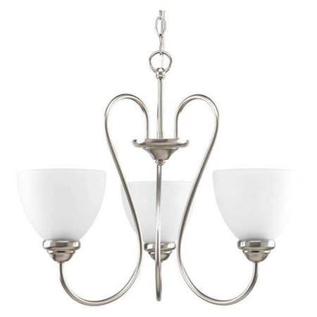 Progress Lighting Heart 3-Light Chandelier, 100 W, Brushed Nickel P4664-09