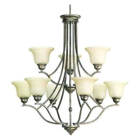 Progress Lighting Spirit 9-Light Chandelier, 100 W, Pebbles P4611-144