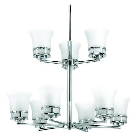 Progress Lighting Cascadia 9-Light, 2-Tier Chandelier, 100 W, Polished Chrome P4614-15