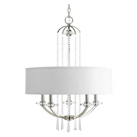 Progress Lighting Nissé 5-Light Chandelier, 60 W, Polished Nickel P4629-104