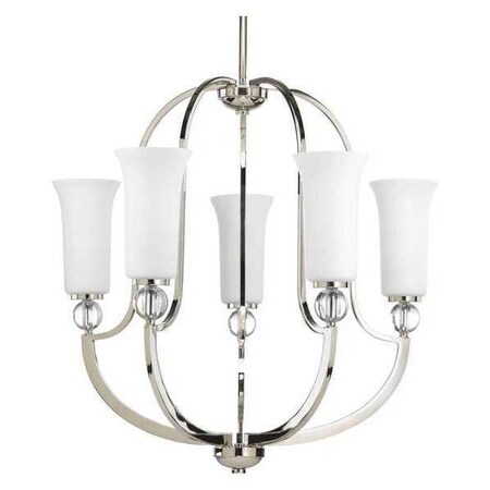Progress Lighting Elina 5-Light Chandelier, 100 W, Polished Nickel P4651-104