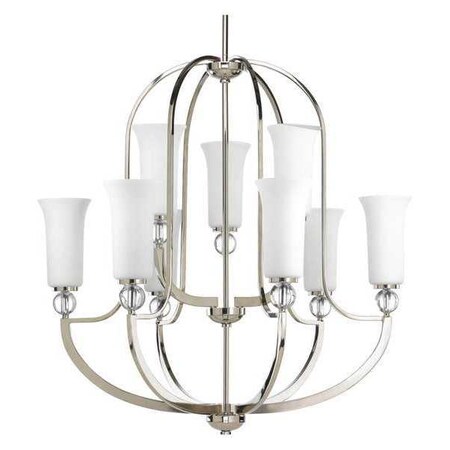 Progress Lighting Elina 9-Light Chandelier, 100 W, Polished Nickel P4652-104