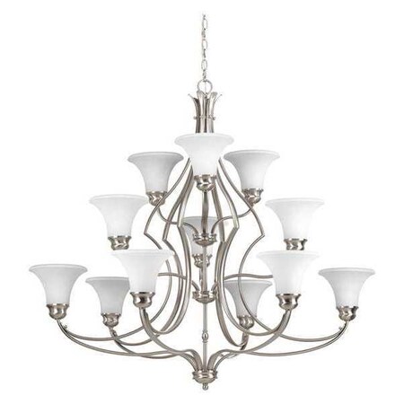 Progress Lighting Applause 12-Light, 3-Tier Chandelier, 75 W, Brushed Nickel P4654-09