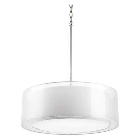 Progress Lighting Cuddle 3-Light Mylar Drum Pendant, 100 W, Brushed Nickel P5037-09