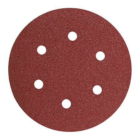 Bosch 6In Sanding Disc 6-Hole Red 60 Grit, 6" Dia, 6 Hole, Aluminum Oxide, 60 Grit, Open Coat Type SR6R060