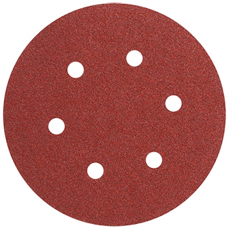 Bosch 6In Sanding Disc 6-Hole Red 80 Grit, 6" Dia, 6 Hole, Aluminum Oxide, 80 Grit, Open Coat Type SR6R080