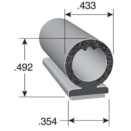 TRIM-LOK Black Vinyl Seal 100 ft L, 7/16 in W, 1/2 in H DD1604BT-100