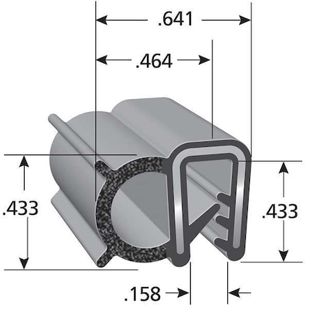 TRIM-LOK Black Vinyl Seal 25 ft. L, 0.641" W, 0.433" H DDA1549-25