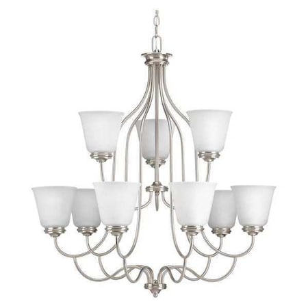 Progress Lighting Keats 9-Light, 2-Tier Chandelier, 100 W, Brushed Nickel P4751-09