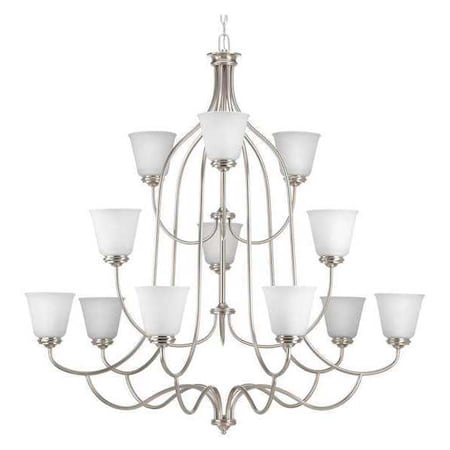 Progress Lighting Keats 12-Light, 3-Tier Chandelier, 75 W, Brushed Nickel P4752-09